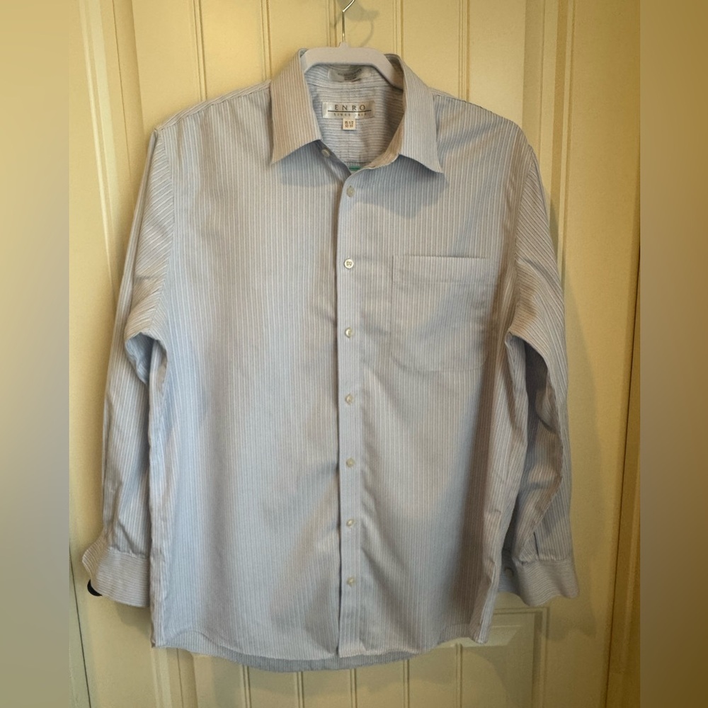 Enro Blue Striped Dress Shirt - Men's Classic Fit